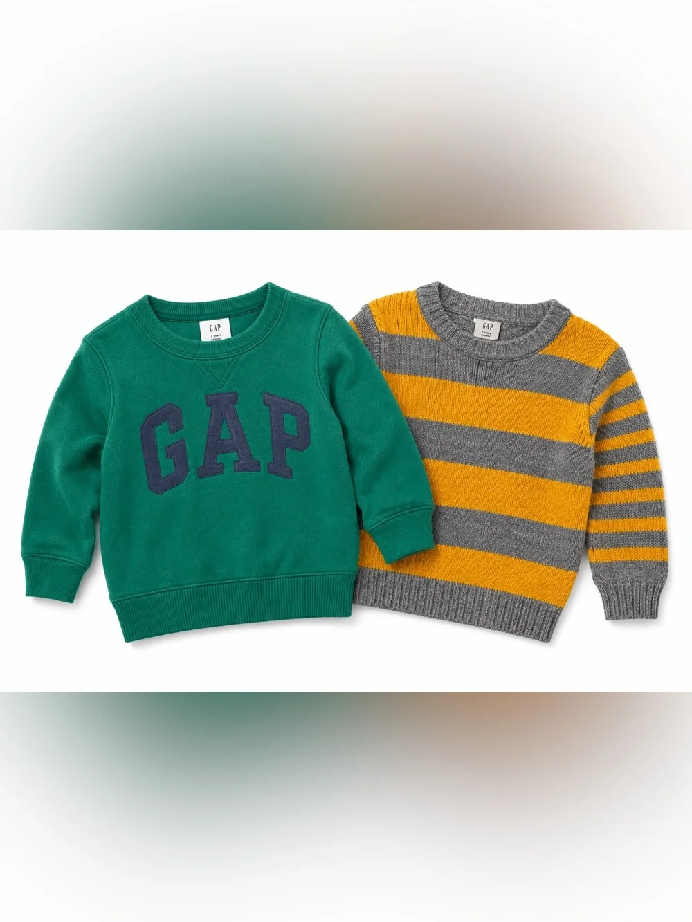 GAP Toddler Boys 2T Sweatshirt Bundle 2 Pack Logo Crewneck Striped Sweater